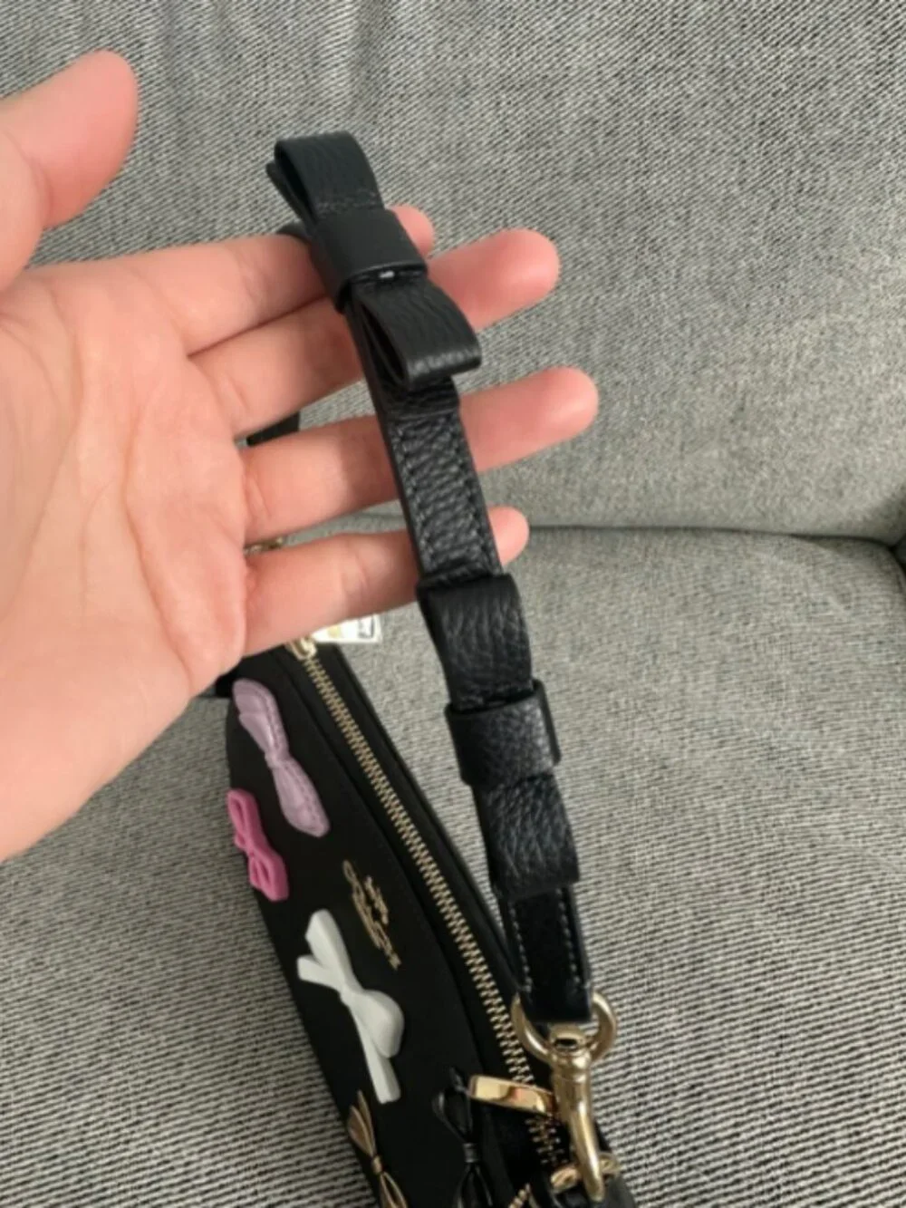 NWT COACH CDY93 Teri Shoulder Bag With Bows And Charms Pebble Leather Black